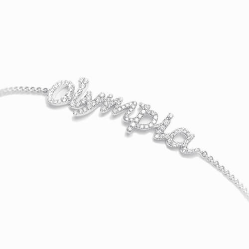 Wholesale silver jewelry manufacturers personalized diamond name bracelet factory custom nameplate anklet suppliers